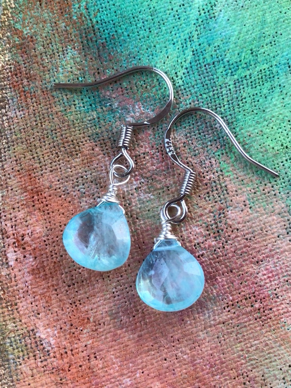 Natural Aquamarine Sterling Silver Sundance Charm Earrings